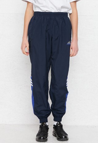 VINTAGE RETRO NAVY ADIDAS TRACK BOTTOMS JOGGERS
