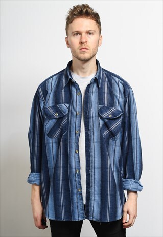 VINTAGE CORDUROY CORD SHIRT BLUE