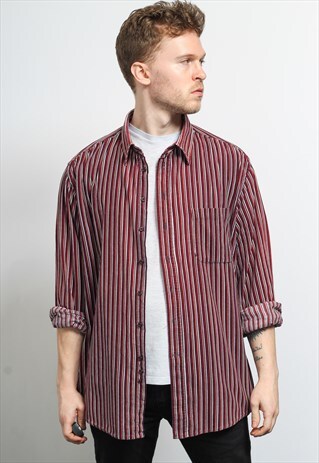 VINTAGE CORDUROY CORD STRIPED SHIRT