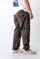 BROWN 90S BAGGY HIP HOP  CARGO SKATER TROUSERS PANTS JEANS