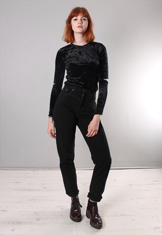 VINTAGE 80S BLACK HIGH WAISTED MOM JEANS
