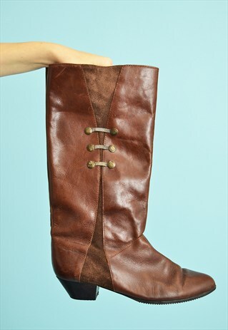 VINTAGE 70'S RETRO MOD STYLE REAL LEATHER BOOTS
