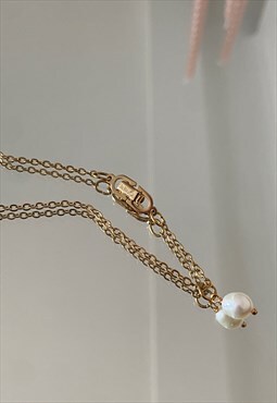 Authentic Dior clasp Pendant- on Pearls Chain Necklace