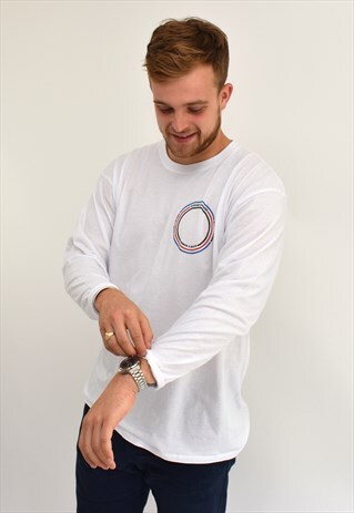 G&G UNISEX WHITE L/S SMALL CIRCLE TEE