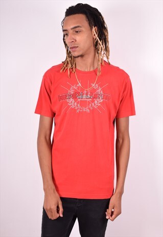HENRI LLOYD MENS VINTAGE T-SHIRT TOP XXL RED 90S