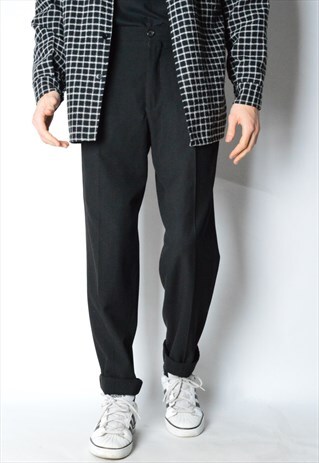 VINTAGE 80S BLACK MINIMALIST PANTS