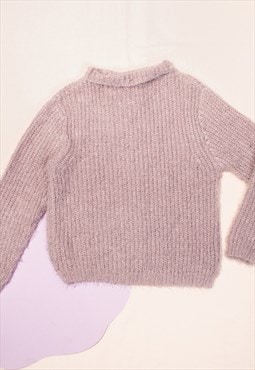 Vintage Jumper Y2K Furry Fluffy Purple Sweater