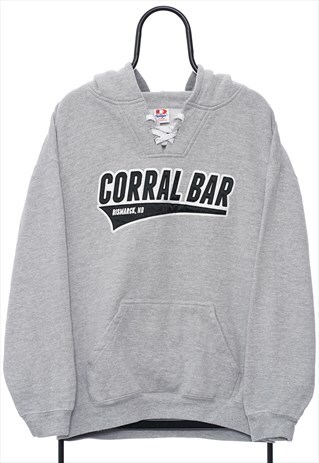 VINTAGE CORRAL BAR SPELLOUT GREY HOODIE WOMENS