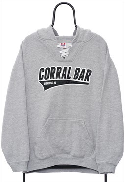 Vintage Corral Bar Spellout Grey Hoodie Womens
