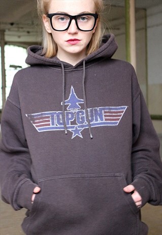 VINTAGE 90S TOP GUN GREY HOODIE