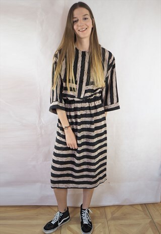 VINTAGE STRIPE BUTTON DRESS