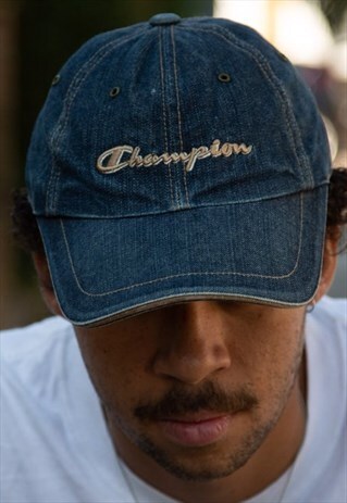 VINTAGE CHAMPION DENIM USA CAP IN BLUE