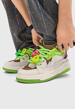 Skater sneakers retro sport shoes patchwork trainers green