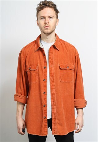 VINTAGE CORDUROY CORD SHIRT ORANGE