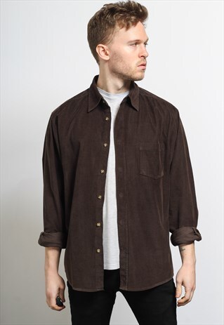 VINTAGE CORDUROY CORD SHIRT BROWN