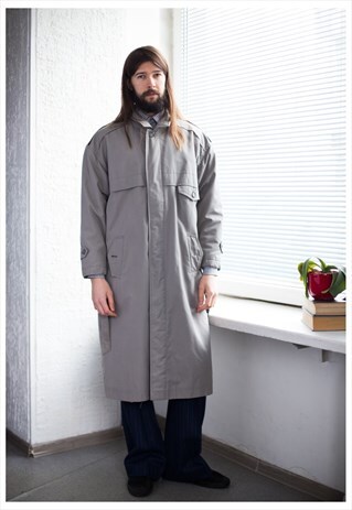 VINTAGE 80'S GREY WARM TRENCH COAT