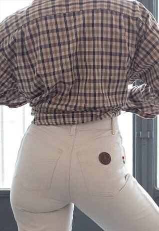 VINTAGE MOSCHINO HIGH WAIST SKINNY TROUSER JEANS OFF WHITE