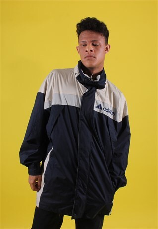 WHITE AND BLUE ADIDAS RAINCOAT