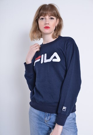 VINTAGE FILA SPELL OUT SWEATSHIRT BLUE