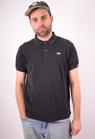 LACOSTE MENS VINTAGE POLO SHIRT MEDIUM BLACK 90S