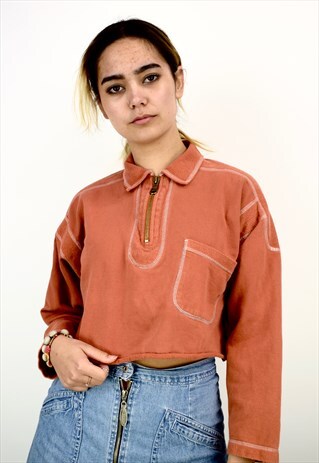 VINTAGE 90'S 1/4 ZIP CROPPED SWEATSHIRT