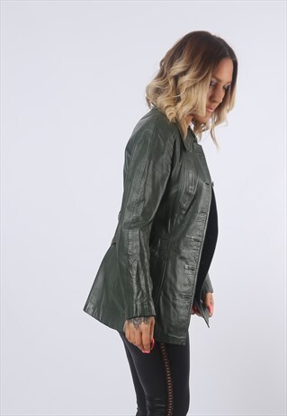 VINTAGE LEATHER FITTED JACKET SHORT (CK3Q)