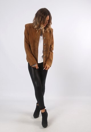 SUEDE FITTED SHIRT UK 14 (CF4S)