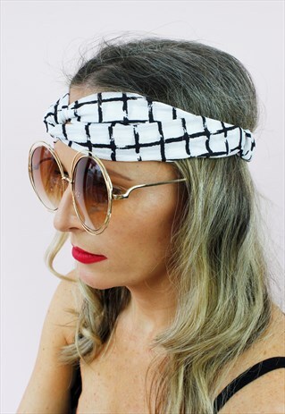 WHITE TURBAN TWIST KNOTTED BANDANA HEADBAND