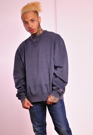 VINTAGE CHAMPION 90S RETRO NAVY MARBLE SWEATER