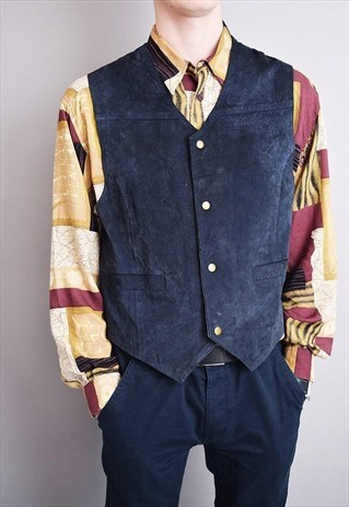 COOL 90'S RETRO WOODSTOCK GENUINE SUEDE GILET TOP VEST