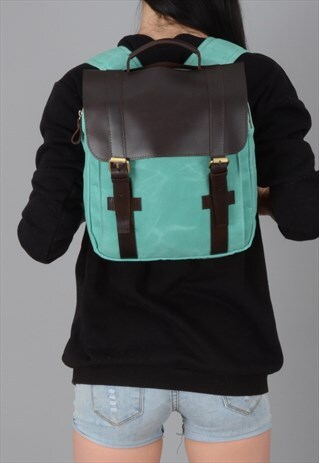 WAXED CANVAS AND LEATHER BACKPACK