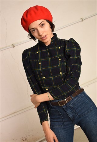 70'S RETRO CHECKED PARIS CHIC CROPPED BLAZER JACKET