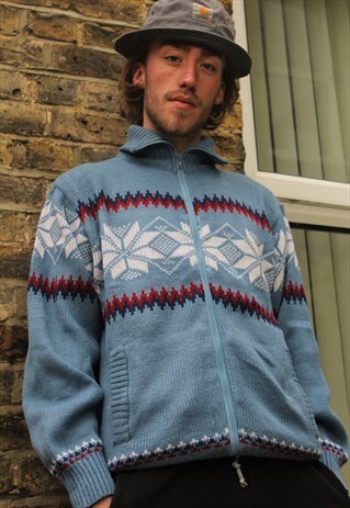 VINTAGE / 80'S / BLUE PATTERNED JUMPER