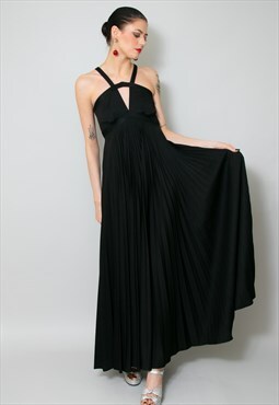 Yvette of Paris Vintage Ladies Black Evening Maxi Dress