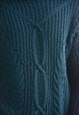 VINTAGE BLUE KNITTED HIGH COLLAR JUMPER