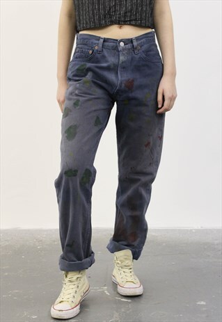 VINTAGE LEVI'S 501 BLUE PAINT MOM JEANS