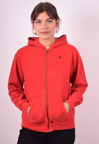 POLO RALPH LAUREN WOMENS VINTAGE HOODIE JACKET LARGE RED 90S