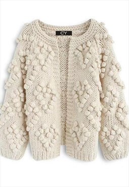 Knit Your Love Cozy Knitted Cardigan in Cream color