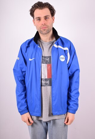 NIKE MENS VINTAGE TRACKSUIT TOP JACKET LARGE BLUE 90S