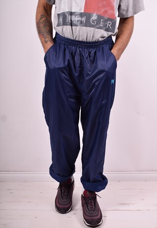 FILA MENS VINTAGE TRACKSUIT TROUSERS W32 L30 BLUE 90'S