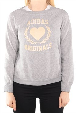 Adidas - Grey Printed Crewneck Sweatshirt - Small