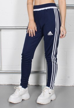 Vintage Adidas Joggers in Navy with Spell Out Logo Small