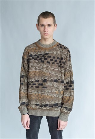 VINTAGE 80S FUNKY JUMPER IN ABSTRACT PATTERN