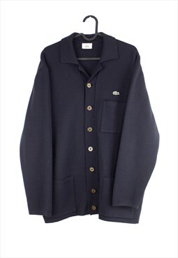 Vintage Lacoste Buttons Cardigan in Blue XL
