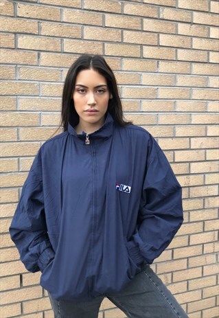 VINTAGE FILA OVERSIZED UNISEX SHELL TRACK JACKET NAVY