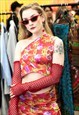 Red Mesh Arm Warmers