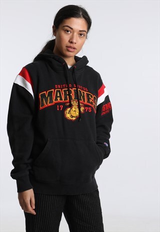 90S CHAMPION EMBROIDERED MARINES HOODIE