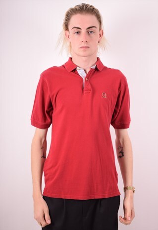 TOMMY HILFIGER MENS VINTAGE POLO SHIRT MEDIUM RED 90S