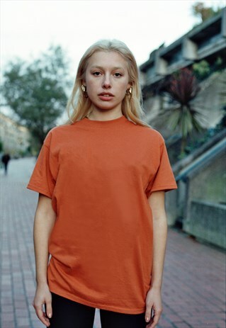 TEXAS ORANGE HEAVYWEIGHT T-SHIRT WITH WOVEN LABEL DETAIL