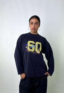 Navy Blue 2000 Warner Bros Print Sweatshirt